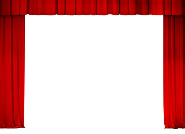 Кадр красный занавес театра или кино, изолированные на белом — стоковое фото