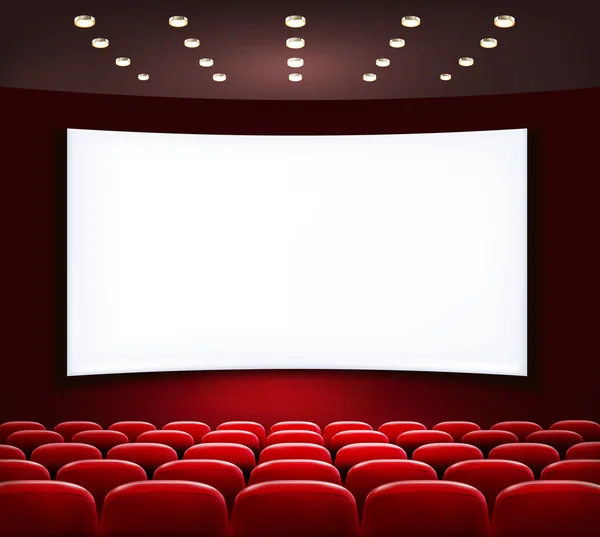 Кино с белым экраном и мест. вектор — стоковый вектор