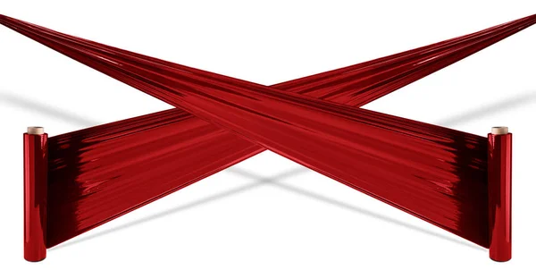 Красный стрейч пленки с рулонов — стоковое фото